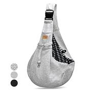vrbabies Dog Carrier for Small Dogs, Puppy Sling Carrier with Adjustable Strap Soft Cotton Dog Carrier Bag Dog Sling Carriers with Pocket for Travel Outdoor (Light Grey)