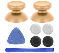 VRbrother 2Pcs Replacement Rocker Metal Analog Joystick Thumbstick Mushroom Caps Repair for Meta oculus quest 2 (Gold)