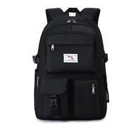 VRBUTY School Bags - Large Capacity Black Backpacks for Girls, Multi-Pocket Waterproof Rucksacks with Aesthetic Design for Secondary School, Teenage Girls & Children