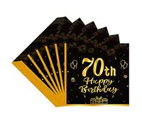 VReder Black Gold 70th Birthday Decorations Paper Napkins, 40pcs Disposable Paper Birthday Napkins Table Decoration for Women Men 70th Birthday Party Supplies Table Decoration (70th Birthday)