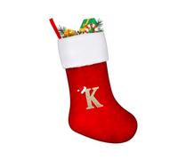 VReder Large Christmas Stockings, Xmas Personalized Embroidered Stockings with Letters, Red Fireplace Hanging Santa Socks for Christmas Decor Xmas Gift (K)