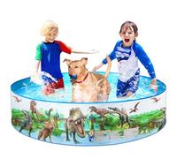 VReder Paddling Pool, Foldable Summer Swimming Pool for kids, Childrens Water Pool Toys Dog Pool Garden Outdoor Portable Play Bath (Dinosaur, L:152 x 25cm)
