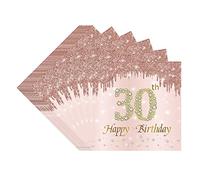 VReder Rose Gold 30th Birthday Decorations - 40pcs Disposable Paper Napkins for Women's 30th Birthday Party