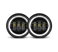 VREFOEAX Motorcycle Headlights 4.5" Motorcycle 4.5 Inch LED Fog Lights Projector Auxiliary Motor Headlight Passing Fog Light Lamps With DRL Headlight Headlamp(Black with halo)