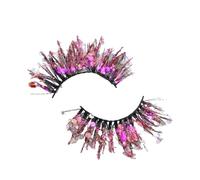 vreplrse 2pcs/set Long-Lasting Wear 3D Coloured Eyelashes Easy Application Professional Plastic Glittery Eyelashes With Sequins, Q-41