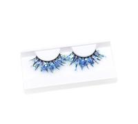 vreplrse 2pcs/set Long-Lasting Wear 3D Coloured Eyelashes Easy Application Professional Plastic Glittery Eyelashes With Sequins, Q-01