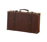 vreplrse Classic Retro Style Suitcase Vintage Trunk Luggage Jewelry Box Storing Jewelry Keepsakes And Small Treasures Small Storage Carry On Overnight Case Pu Leather, Brown, L 40x10x24.5cm