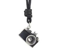 vreplrse Cool Camera Pendant Jewelry Vintage Photography Necklace On Leather Chain Suitable For All Kinds Of Clothes Like T-shirt Camera Pendant Necklace Photography, Black