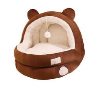 vreplrse Detachable Inner Cushion Cat Bed Cave With Ball Non Slip Waterproof Bottom Cozy Pet Sleeping Cat Bed Nest With High Sides Fence Is Detachable Inner Pad Cushion, Brown, S