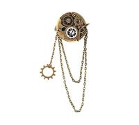 vreplrse Fashionable Steampunk Brooch Pin Featuring Clock Gear Hair Clip With Decorative Tassels Events And Celebrations Clock Gear Hair Clip Tassel Brooch With Tassels
