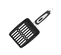 vreplrse Fast Sifting Cat Litter Scooper Wooden Handle Premium Stainless Steel Hollow Out Cat Scooper For Kittens Litter Scoops Metal Long Handle, Black, 25.2x10.8cm