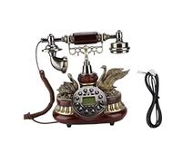 vreplrse Functional Gift For Wedding Housewarming Vintage Style Phone Antique Style Desk Telephone Classic Corded Phone Tabletop Decor Rotary Dial Old Fashioned Decorative
