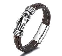 vreplrse Men Bracelet Titanium Steel Bracelet Woven Ethnic Style, Brown