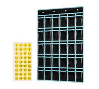 vreplrse Premium Classroom Pocket Chart Easily Stores Cellphones Calculators And Little Essentials With Durable Non Woven Fabric Clear Calculators Holder Wall Door Mount Hanging, Black, 96x67cm