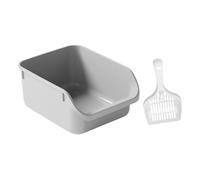 vreplrse Premium Nonstick Litter Pan Cat Container Features Semi Enclosed Sides Providing Privacy And Reducing Litter Dispersal Nonstick Pan Cat Container Bedpan, grey, 39x29.5x17cm
