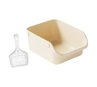 vreplrse Premium Nonstick Litter Pan Cat Container Features Semi Enclosed Sides Providing Privacy And Reducing Litter Dispersal Nonstick Pan Cat Container Bedpan, Beige, 39x29.5x17cm
