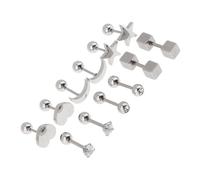 vreplrse Stainless Steel Stud Earrings Sparkle With Crystal Ear Studs Helixs Conch Piercing Earrings Shine Brightly On Women Sterling Silver Crescents Moon Star Stud