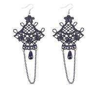 vreplrse Statement Women Earrings Gothic Jewelry Black Lace Dangle Earring Gorgeous Decoration For Everyday Glam Hook Earrings Drop Earring Vintage Gothic Lace Dangle Long