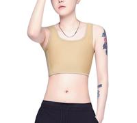 vreplrse Tank Top Breast Vest Shirt Chest Trans Underwear Strengthen Bandage Short Corset Breathable Clothing Female, Skin Color, L