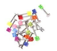 vreplrse Trend-Setting Dice Lip Rings Stainless Steel Assorted Colors Labret Ball Size 3mm Accessory For Bold Styles