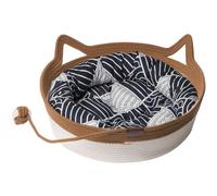 vreplrse Woven cat basket, cat bed round rope woven room, cotton rope nest, for all seasons, summer scratching board, A, 【36cm*36cm*14cm】