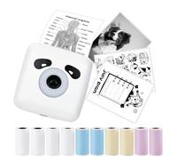 vretti Bluetooth Sticker Printer with 10 Rolls Paper, 300Dpi Portable Sticker Maker for Kids Scrapbook,Working Listing, Notes, Journal, Travel,Wireless Picture Printer Compatible with Android & iOS