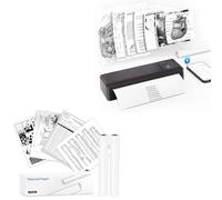 vretti P83C Black Portable Thermal Printer + 2 Rolls A4 Thermal Paper Bundle, Inkless Bluetooth Printer with 1 Pre-Loaded Roll, Compatible with iOS, Android, Windows & Mac, Travel,Home,Study,Office