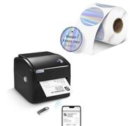 vretti Thermal Label Printer 4x6,Built-in Large label Tray,WiFi & USB for Royal Mail,Vinted,Amazon,99.99% Scan Success,3x Longer Lifespan,Includes 1 Roll of Paper+1 roll 50 * 50mm silver Label