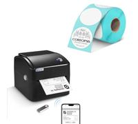 vretti Thermal Label Printer 4x6, Built-in Large label Tray, WiFi & USB for Royal Mail,Vinted,Amazon,No Ink/Toner, 99.99% Scan Success, 3x Longer Lifespan,Includes 1 Roll of Paper+1 Roll 50*50mm label