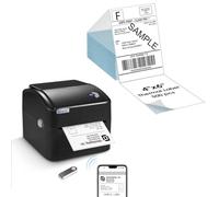 vretti Thermal Label Printer 4x6, Built-in Large label Tray, WiFi & USB for Royal Mail, Vinted, Amazon,No Ink/Toner, 99.99% Scan Success, 3x Longer Lifespan,Includes 1 Roll of Paper+1 Stack 4x6 Label