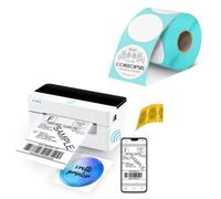 vretti WiFi Thermal Shipping Label Printer,USB & WiFi,Compatible with Android & Windows,99.99% Scan Success,3x Longer Lifespan,for Royal Mail/Vinted/Amazon,White,with 1 Roll Paper+1 Roll 50*50mm label