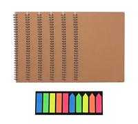Vrexziy 6Pcs A6 Wirebound Notebook, Shorthand Notebook, A6 Pocket Notebook with 1Pcs Fluorescent Sticky Notes Spiral Small Mini Notepad for School Office Business