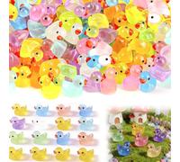 Vrexziy Mini Ducks, 100Pcs Miniature Plastic Small Ducks, Little Miniature Plastic Small Duck Bulk Glow in The Dark Luminous Aquarium Decor for Aquarium Garden Dollhouse Landscape