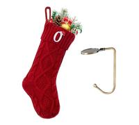 VRFASHION Christmas Stockings with Initials, Letter O Embroidered Xmas Stockings, 18" Large Monogram Knitted Xmas Stocking, Christmas Party Fireplace Family Hanging Stocking Decorations(1 Pack, Red)