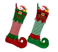 VRFASHION Elf Personalized Christmas Stockings, Custom Embroidered Name Family Xmas Stockings, Large Elf Xmas Stocking with Name, Christmas Tree Family Fireplace Hanging Stocking Decorations 2 Pcs
