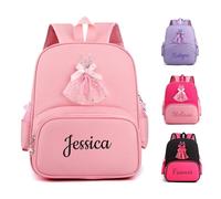 VRFASHION Personalized Ballet Dance Backpack for Dancer w/Embroidery Name, A02-pink, 10.2"L x 5.1"W x 13"H, Rucksack Backpacks