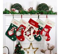 VRFASHION Personalized Christmas Stockings with Name, 18" Large Embroidered Custom Name Dwarf Cartoon Christmas Stockings, Fireplace Hanging Stockings Gifts, Christmas Party Family Decorations 5 Pack