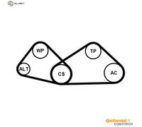 Continental V-Ribbed Belt Set 4PK810K1 for Suzuki Wagon R+, Swift III/IV, Jimny