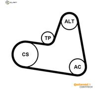 Multi-ribbed V-belt kit incl. tensioner pulley 6PK962K1 CONTINENTAL CTAM
