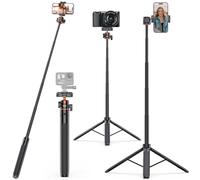 VRIG 145 cm Selfie Stick + Tripod, TP-16 Camera Tripods with Mobile Phone Holder and Cold Shoe, 360° Ball Head Mobile Phone Tripod for Sony Canon Camera Samsung iPhone Action Camera