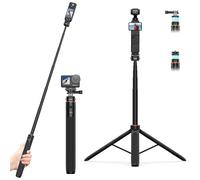VRIG 64in Pocket 3 Selfie Stick Tripod for GoPro Camera,Extendable Tripod Stand with Quick Release 1/4" Screw for Insta 360 X5/X4,Go Pro Hero 13 12 11 10 9,DJI OSMO Action 5Pro/4/3,Session, SJCAM