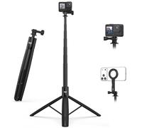 VRIG 74" Magnetic Selfie Stick Tripod with Go Pro Adapter & Cold Shoe Phone Holder for Mag Safe, Modular Smartphone Tripods Stand Compatible with Action Camera/iPhone/Android (TP-31 Phone Tripod)