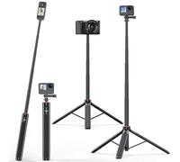 VRIG TP21 54inch Telescopic Selfie Stick Long with Tripod, Waterproof Hand Grip with 1/4" Screw for Insta360 X5/X4 /X3/X2 /ACE PRO, DJI Osmo Action 5Pro/4/3,Pocket 3,GoPro Hero 13 12 11 10 9