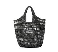 VRILU Straw Bag Women Beach Bag Fashion Crochet Shoulder Bag Hobo Bag Foldable Tote Bag for Holiday Picnic, A_Black
