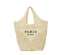 VRILU Straw Woven Bag Women’s Beach Bag Fashion Crochet Shoulder Bag Hobo Bag Foldable Tote Bag for Holiday Picnic, A_beige