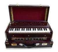 VRINDAVANBAZAAR.COM Deluxe portable Harmonium, dark mahogany, 2 reeds, 3.5 octaves