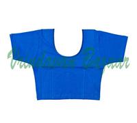 VRINDAVANBAZAAR.COM Indian Tunic Tops Readymade Cotton Lycra Saree Blouse for Women Royal Blue-Large