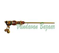 VRINDAVANBAZAAR.COM Metal peacock flute for Krishna; Flute length- 10 cm