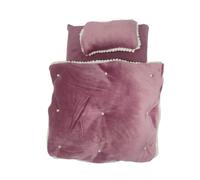 Vrindavanstore.in Mauve Colour Laddu Gopal Soft Gadda and Razaai Set with Pillow, Featuring Elegant White Premium Lace Border