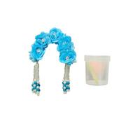 Vrindavanstore.in Radha Rani Chandrika Elegant Sky Blue Crown with Petals Design - Vibrant Mukut for Deities | Size 4, 5, 6 No